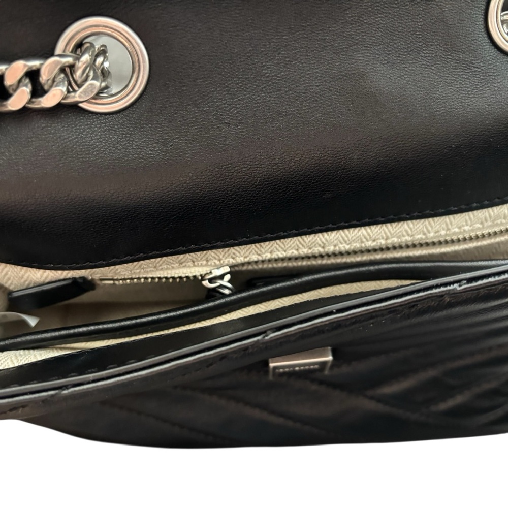 Tory Burch Kira Black Chevron Small Shoulder Bag - Picture 11 of 16